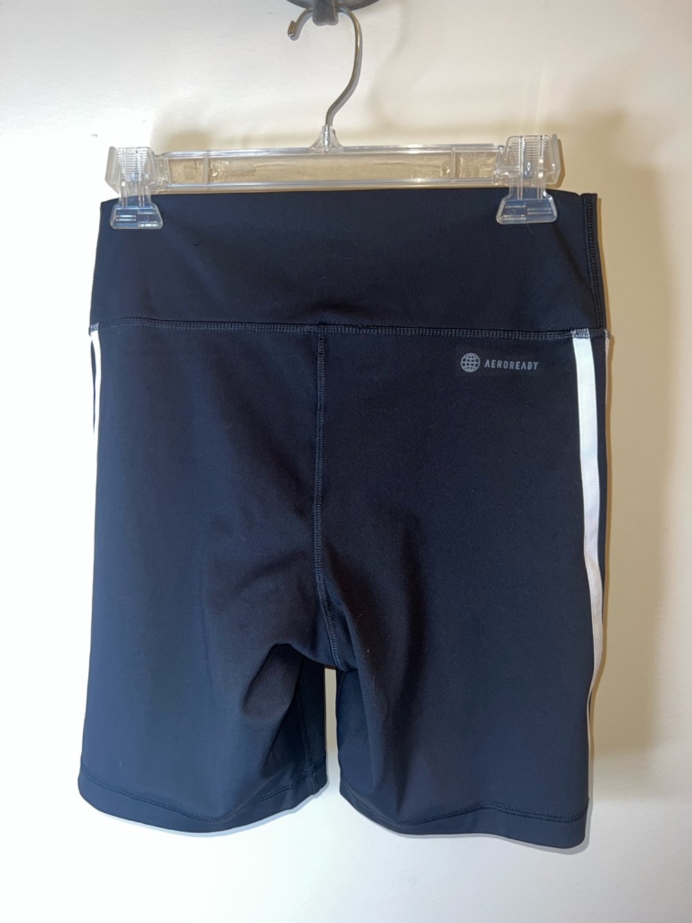 Adidas Techfit Aeroready Biker Shorts Black 3 Stripe High Rise Women’s M - Picture 2 of 9